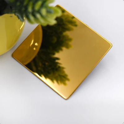 Titanyum Altın Rengi Kaplamalı Paslanmaz Çelik Sac Ayna Kaplaması Özel Boyut