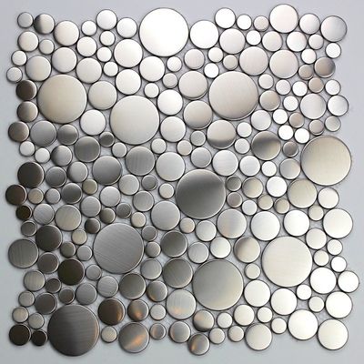 Paslanmaz Çelik Gümüş Mozaik Fayans Banyo 8mm Metalik Penny Fayans Grand Metal