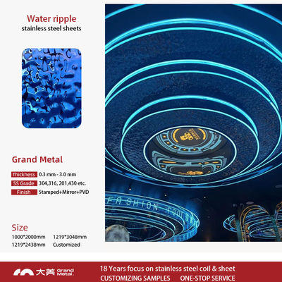 iyi fiyat Su Dalgası Çekiçli Renkli Dekoratif Paslanmaz Çelik Yaprak Paslanmaz Çelik 304 Duvar Panelleri çevrimiçi
