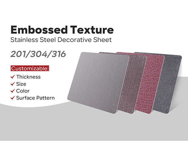 şirket videoları Hakkında Embossed Stainless Steel Textures Sheet Customized 201 304 316 PVD Decoration Metal Plate